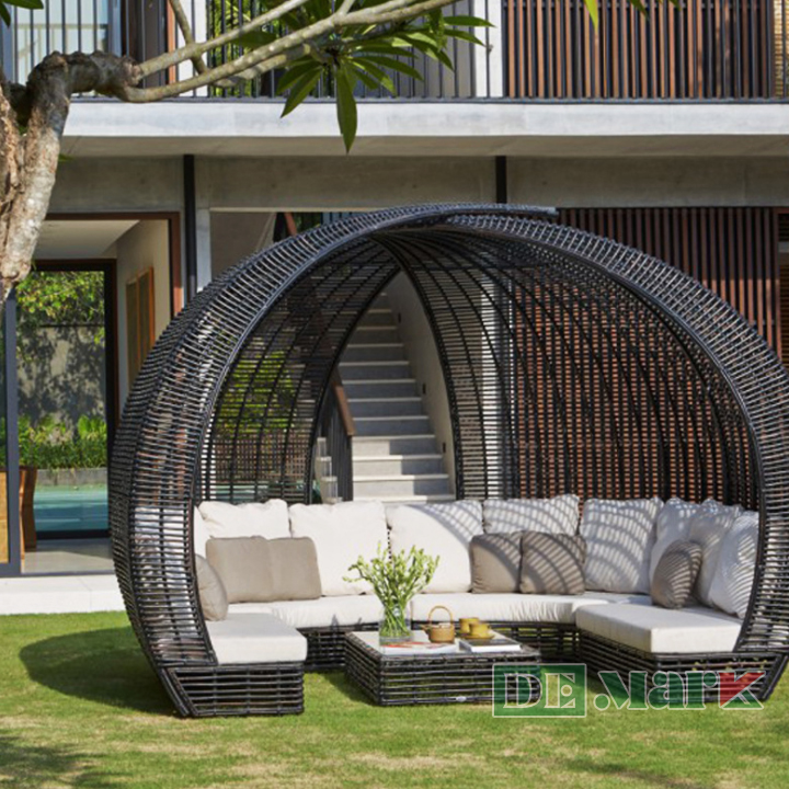 Ghế giả mây có mái vòm