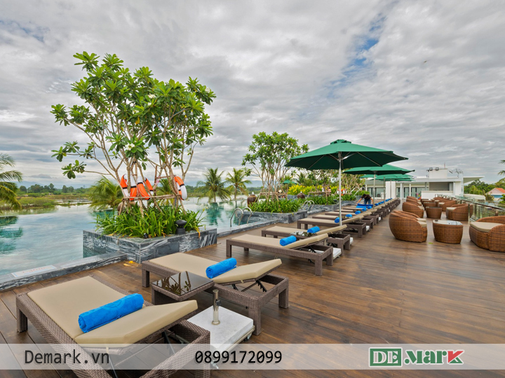 Ghế bể bơi ngoài trời nhựa giả mây