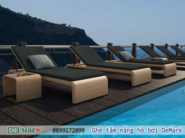 Ghế tắm nắng hồ bơi nhựa giả mây DeMark