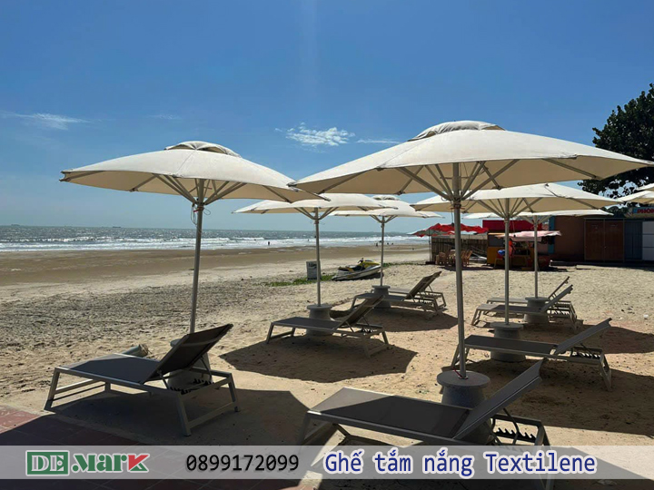 Giường Nằm Hồ Bơi Khung Nhôm Vải Lưới Textilene