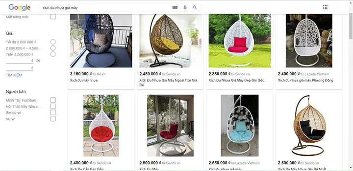 Muôn hình vạn trạng xích đu nhựa giả mây và giá trên mạng