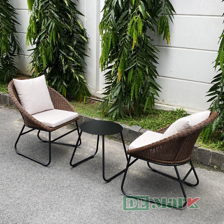 bàn ghế cafe mây nhựa ngoài trời