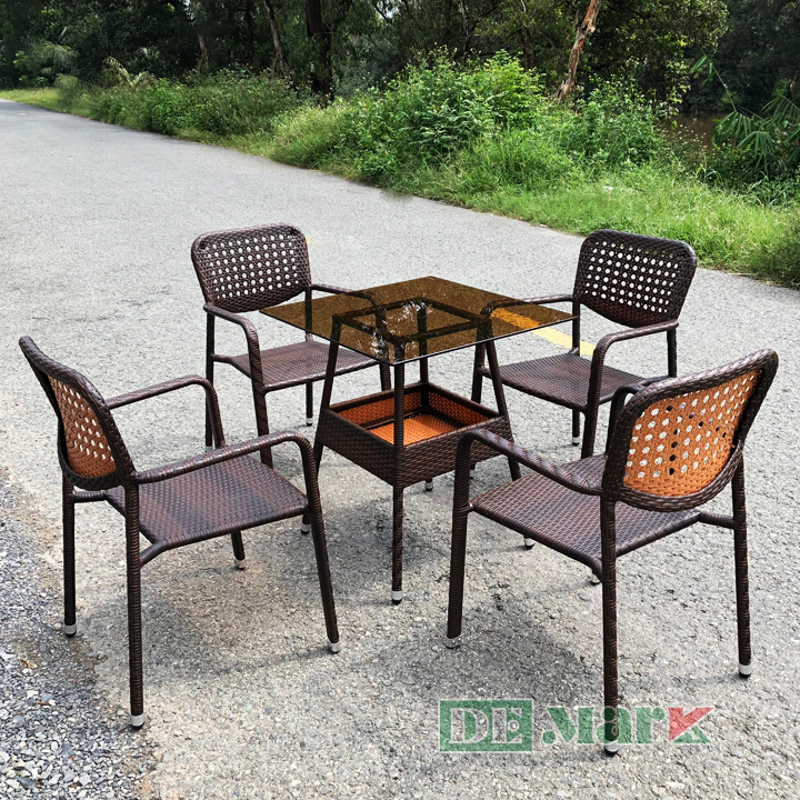 Bàn ghế cafe nhựa giả mây