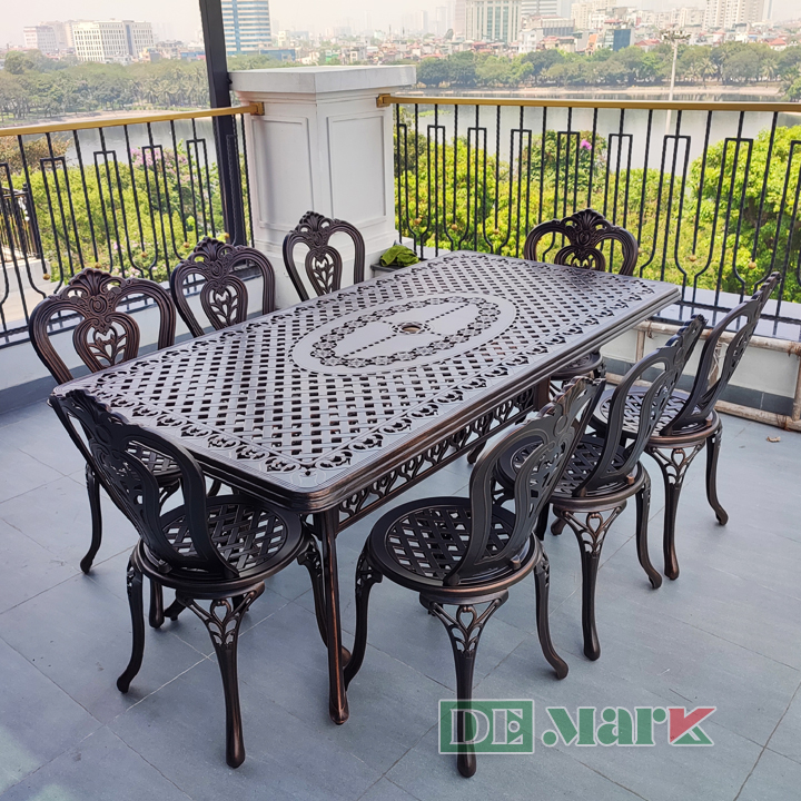 Bộ Bàn Ghế Sân Vườn Nhôm Đúc DeNKD175-8G