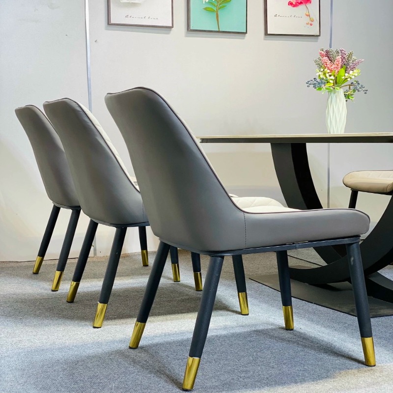 Bộ bàn ăn 6 ghế Molly phong cách hiện đại, mặt đá ceramic, ghế da PU cao cấp