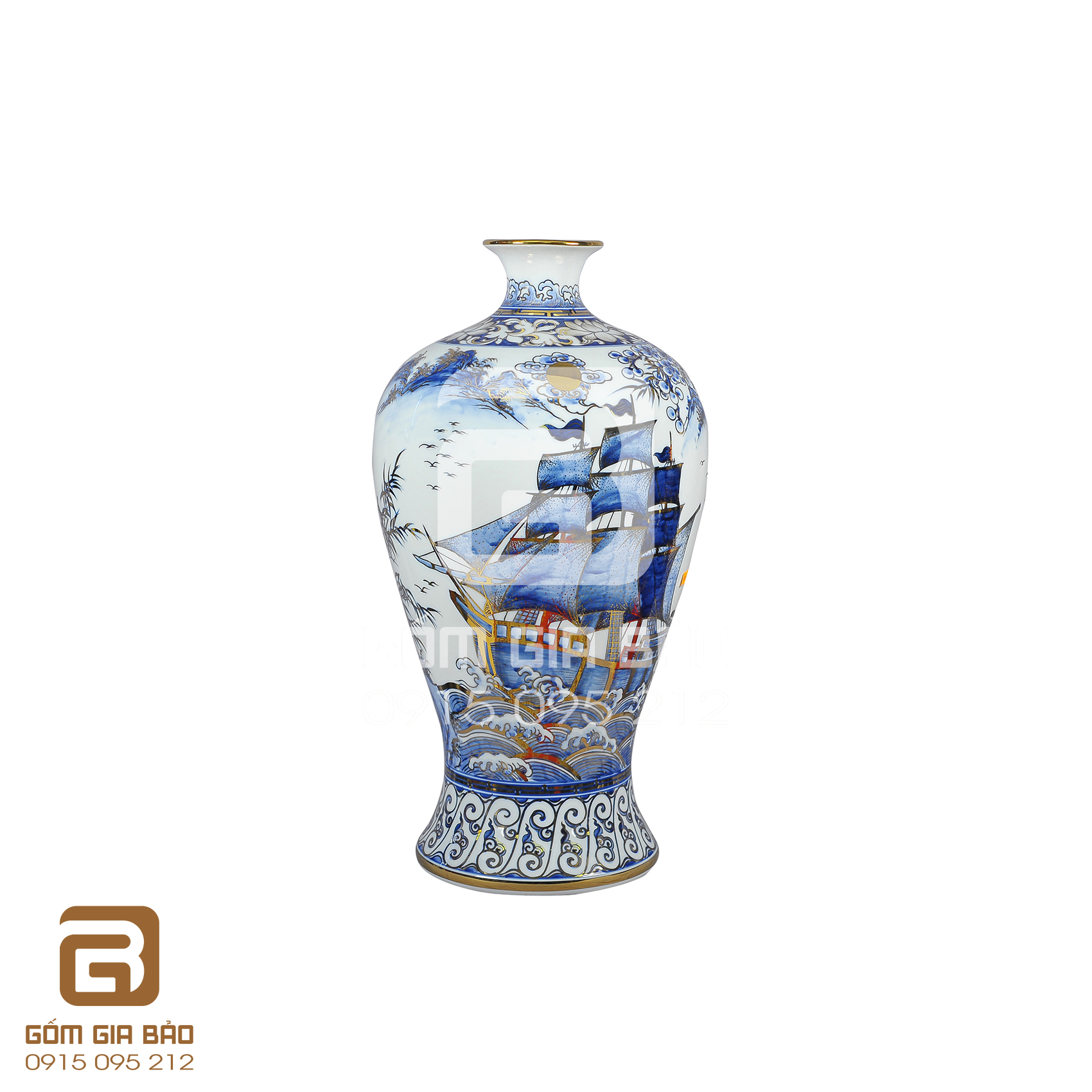 Mai bình vẽ vàng 24k