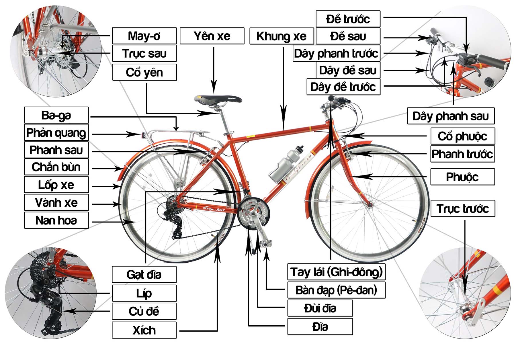 cấu tạo xe đạp touring, xe đạp đường phố