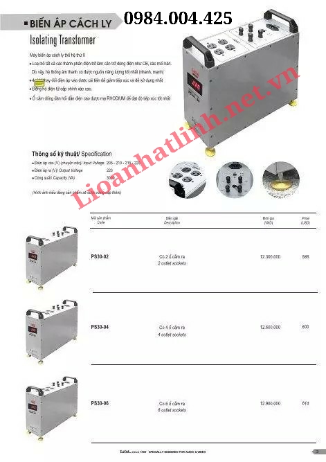 BIẾN ÁP CÁCH LY LIOA PS30-04