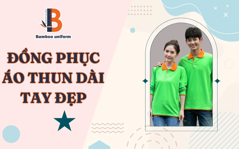Đồng phục áo thun dài tay xanh lá phối cam tươi sáng