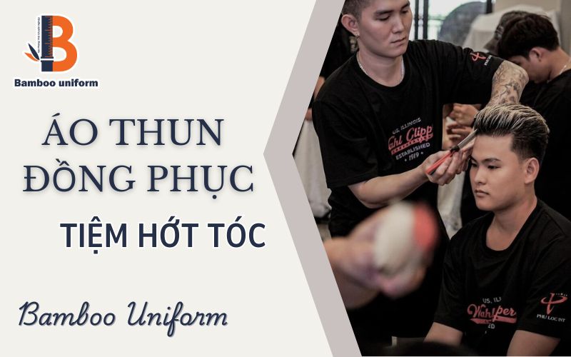 Áo thun đồng phục tiệm tóc cổ tròn