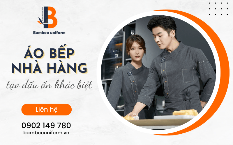 Đồng phục bếp cao cấp màu xám tro, thiết kế độc đáo, phong cách hiện đại