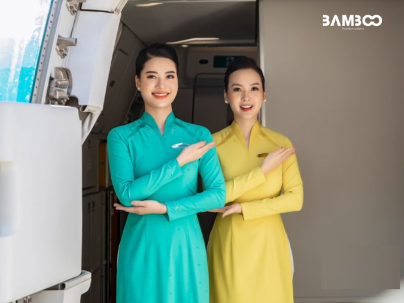 Áo dài đồng phục công sở cổ sen ngành hàng không