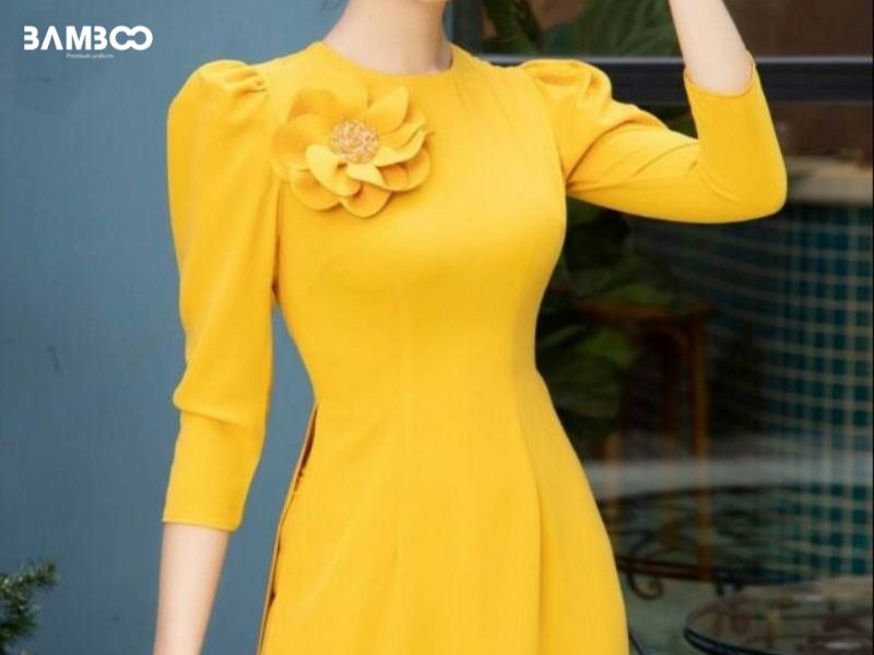 Áo dài cách tân tay bồng cho ngành thẩm mỹ