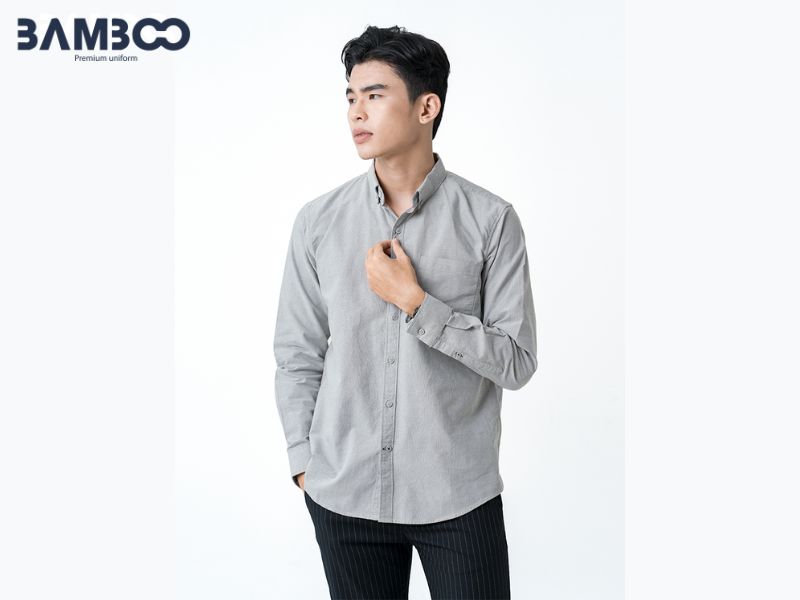 Áo đồng phục sơ mi màu xám