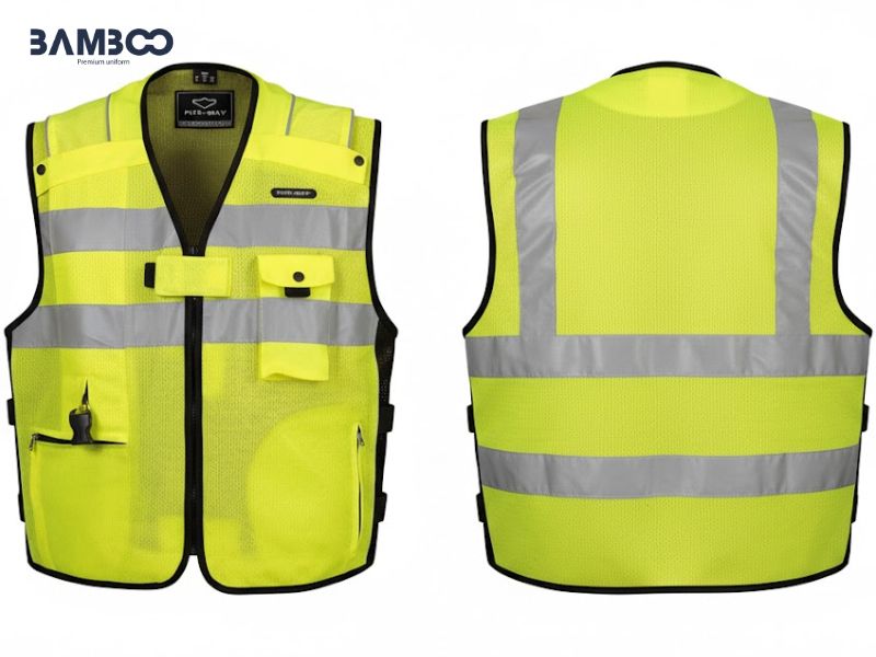 Áo gile bảo hộ xanh lá dạ quang