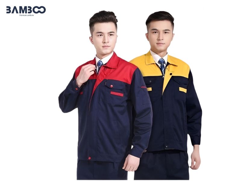 Áo khoác bảo hộ lao động màu xanh đỏ năng động, dễ nhận diện