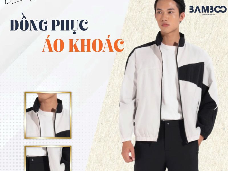 Áo khoác cổ đứng có dây kéo đồng phục