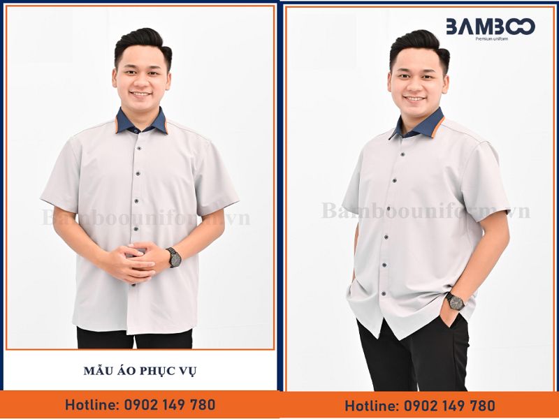 Áo phục vụ trắng xám