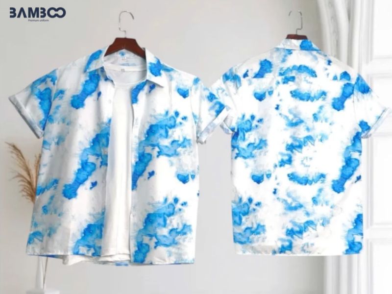 Áo sơ mi Hawaii họa tiết biển và sóng