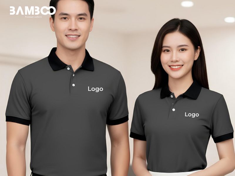 Áo thun đồng phục màu xám đen