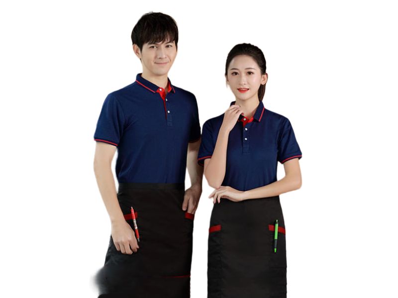 Áo thun kết hợp quần/váy jean phù hợp cho các mô hình quán ăn năng động, tiệm fast-food hoặc quán cà phê