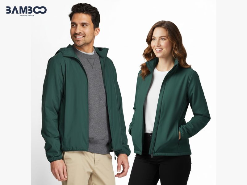 Bamboo Uniform may đồng phục áo khoác gió xanh lá cây đậm giá tốt