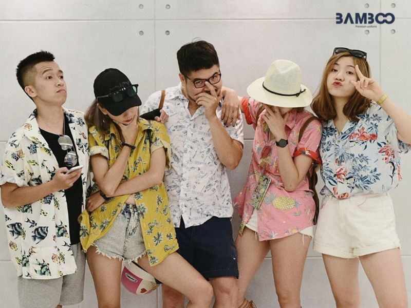 Bamboo Uniform may áo sơ mi Hawaii đồng phục đi biển chất lượng cao