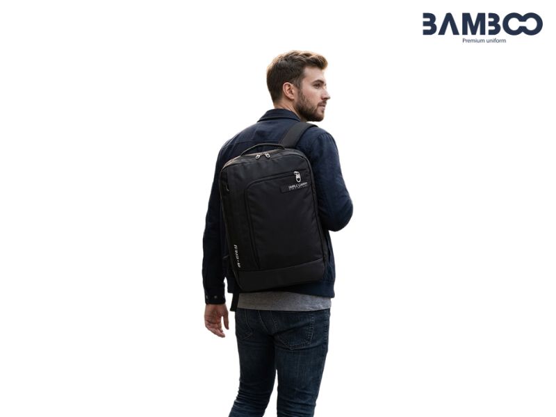 Bamboo Uniform may balo đen nhiều ngăn bền đẹp, giá tốt, thiết kế riêng, giao nhanh toàn quốc