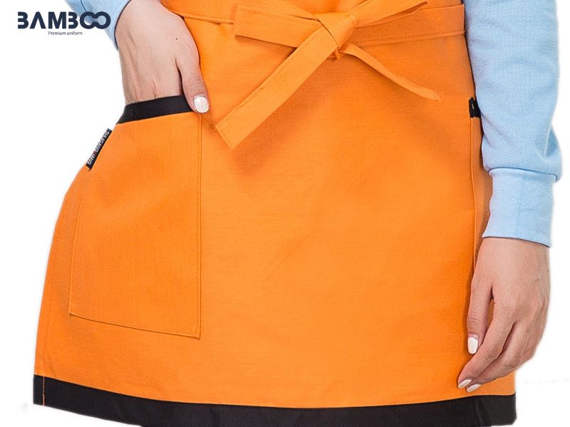 Bamboo Uniform may mẫu tạp dề đồng phục ngắn màu cam chất lượng