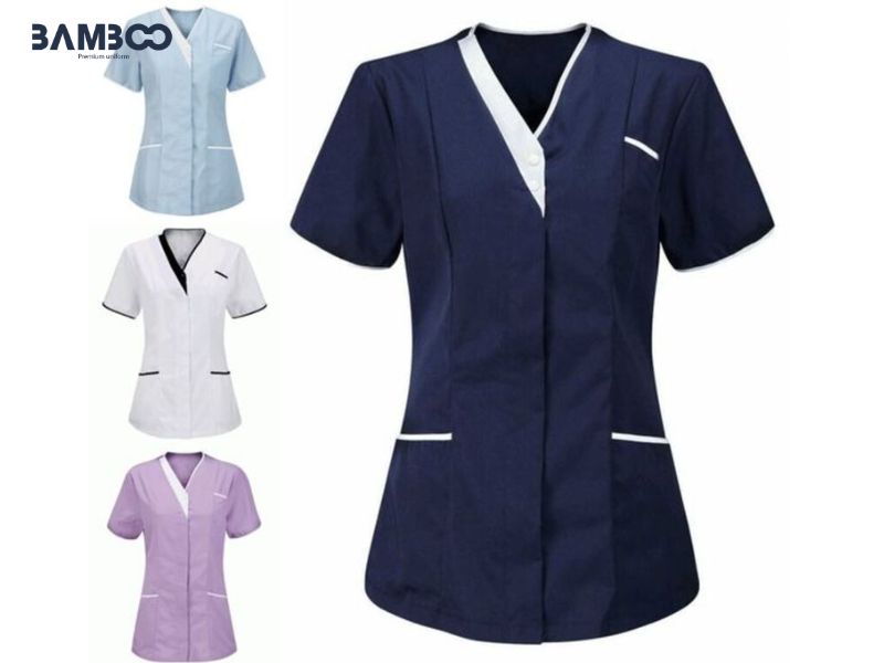 Đồng phục spa nail cổ V nhiều mẫu