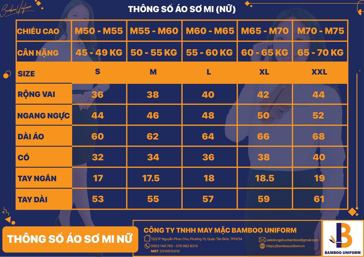 Cách chọn size áo sơ mi nữ