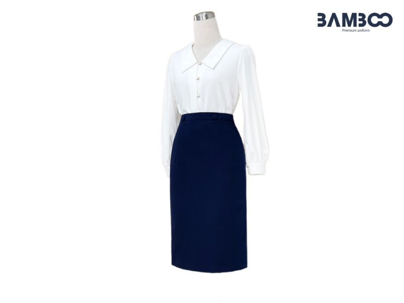Chân váy công sở sắc xanh duyên dáng