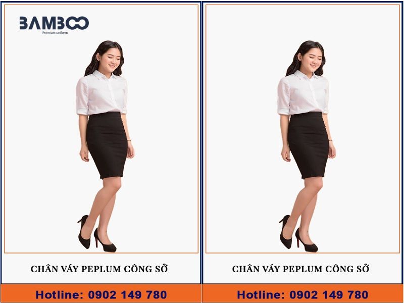 Mẫu chân váy Peplum công sở Bamboo Uniform