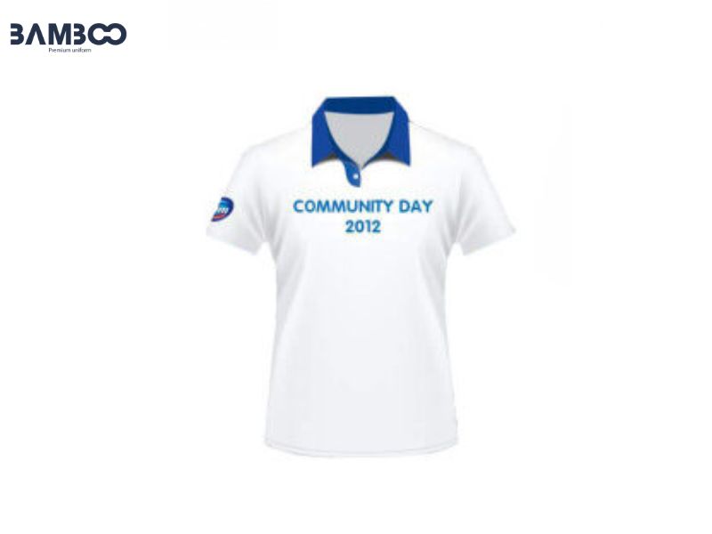 Chất liệu may áo thun quà tặng màu trắng cổ xanh