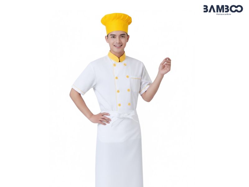 Chi phí áo bếp trắng viền vàng tùy theo ngân sách và tiêu chuẩn chất lượng