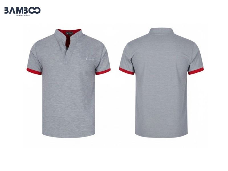 Chi phí may áo thun đồng phục công sở xám viền đỏ biến động dựa trên sự lựa chọn của doanh nghiệp