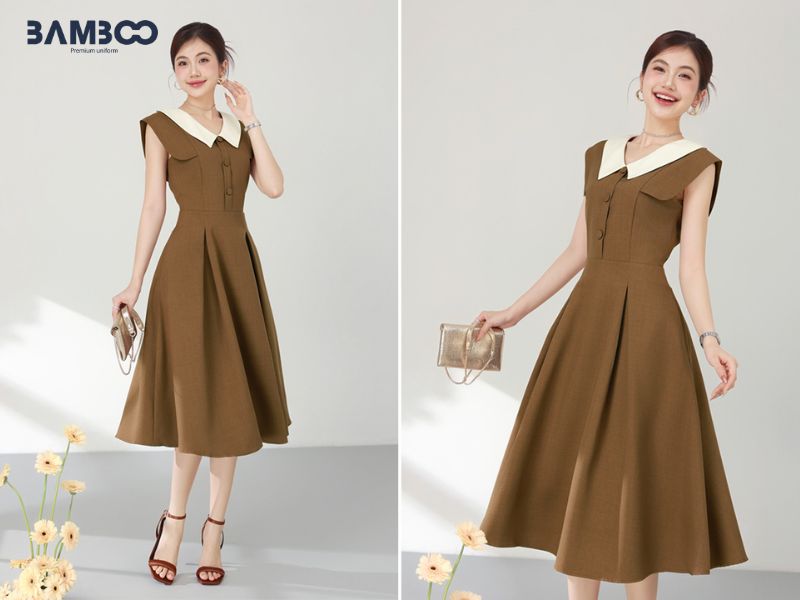 Đầm công sở Hàn Quốc cao cấp tôn dáng, chất liệu mềm mại, màu sắc tinh tế