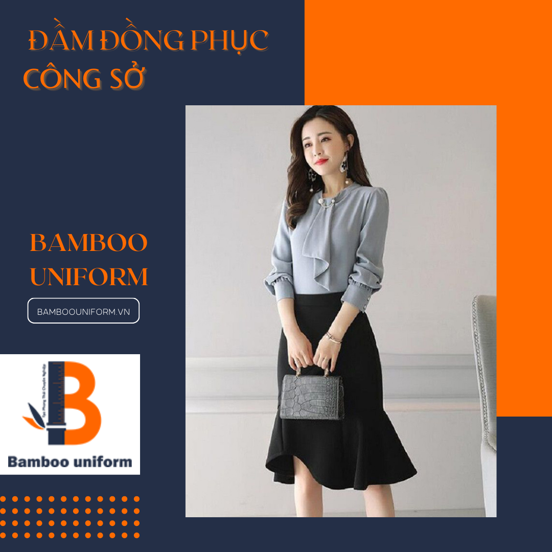 Đầm đồng phục công sở áo sơ mi kết hppự chân váy