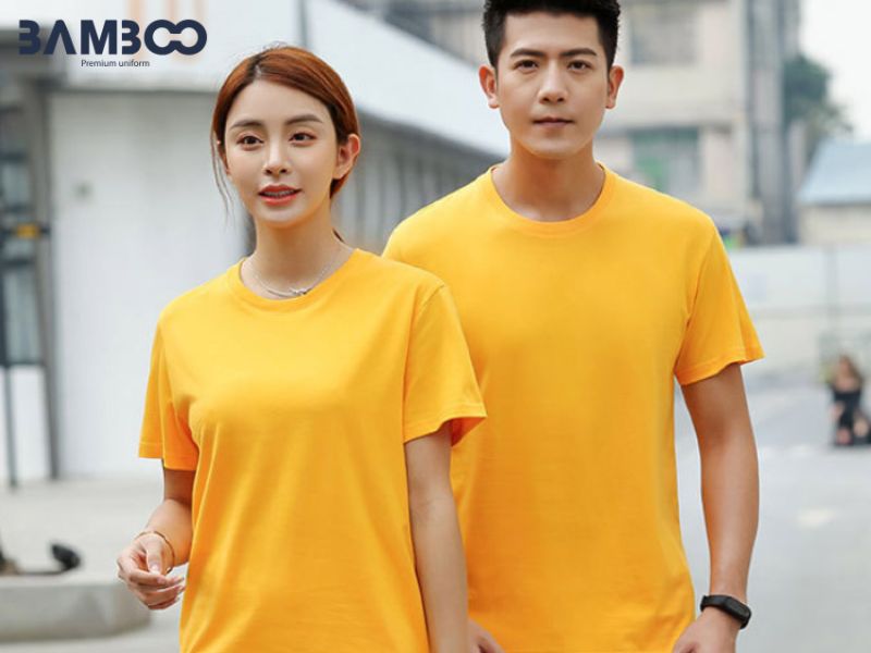 Đồng phục áo thun cổ tròn màu vàng