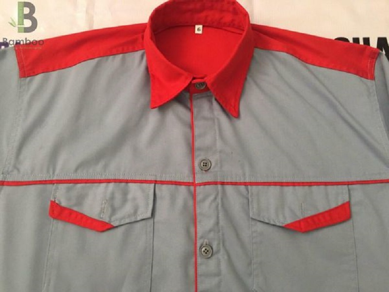 đồng phục bảo hộ lao động - màu xám cổ đỏ