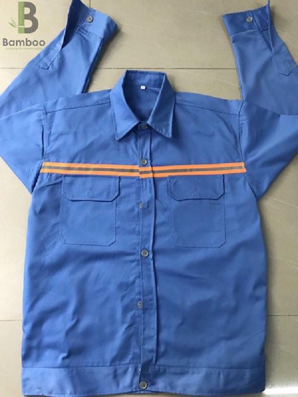 đồng phục bảo hộ lao động - màu xanh sọc cam