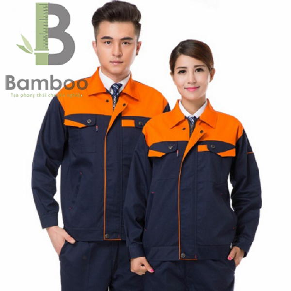 đồng phục bảo hộ lao động - xanh đen viền cam