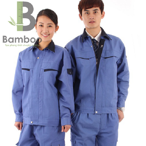 đồng phục bảo hộ lao động - xanh tím viền đen