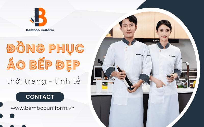 Đồng phục bếp nam nữ tay lỡ, màu trắng phối viền xám đen sang trọng