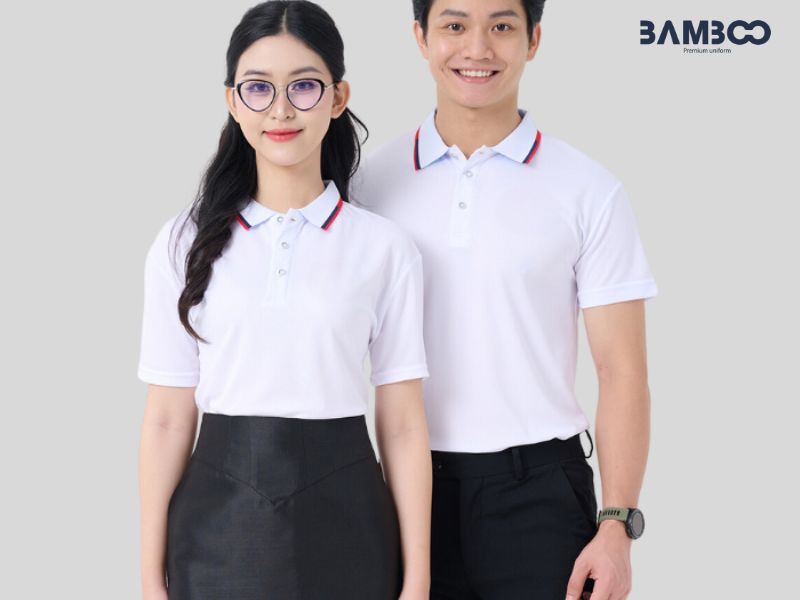 Áo đồng phục trắng phối màu