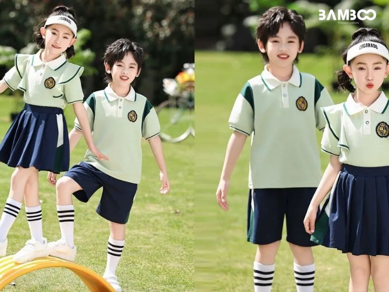 Áo polo + váy chữ A hoặc quần short