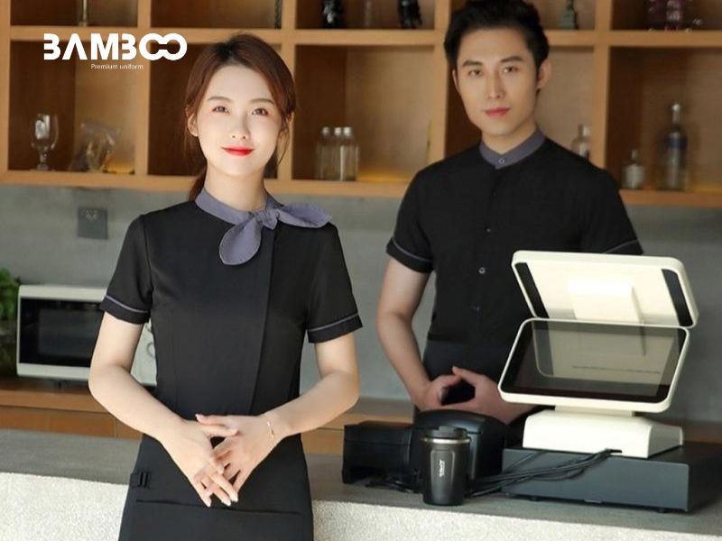 Đồng phục thu ngân lịch sự, chuyên nghiệp và đồng bộ với thương hiệu
