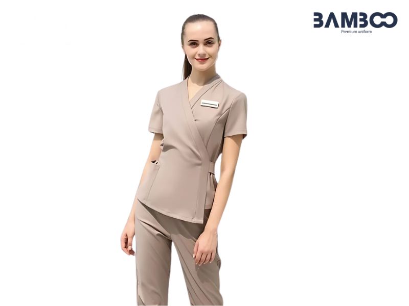 Đồng phục spa dưỡng sinh vạt chéo