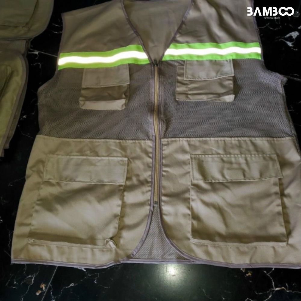 Áo gile bảo hộ xám bạc đen