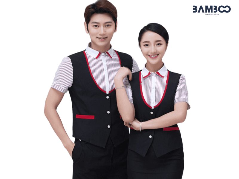 May áo gile đồng phục nhà hàng nên chọn màu sắc hài hòa, phối đồ đồng nhất, vải bền đẹp, form chuẩn và nhậnc diện rõ